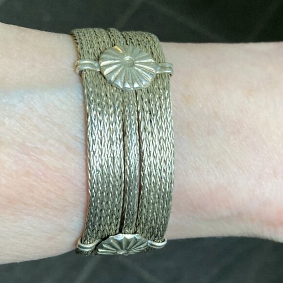 Midcentury traditional woven silver bracelet from South India - Picture 4 of 6